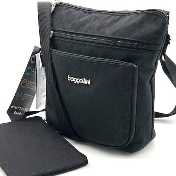 Baggallini Pocket Crossbody With RFID, Black Cheetah - NEW - Picture 6 of 15